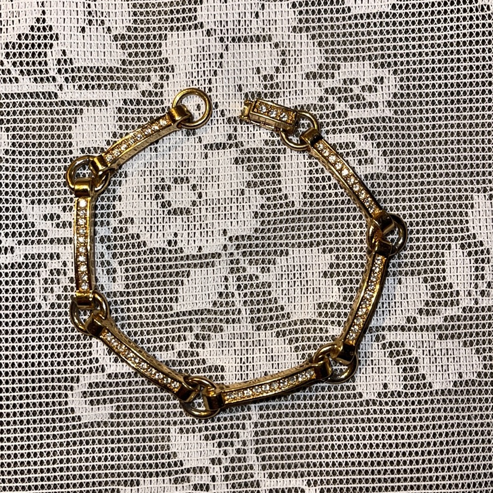 Christian Dior Gold Tone Bracelet With Beautiful Rhinestones